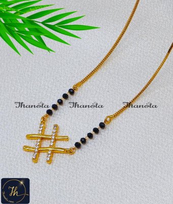 BBA1154 - Charming White Stone Pendant Modern Mangalsutra Design