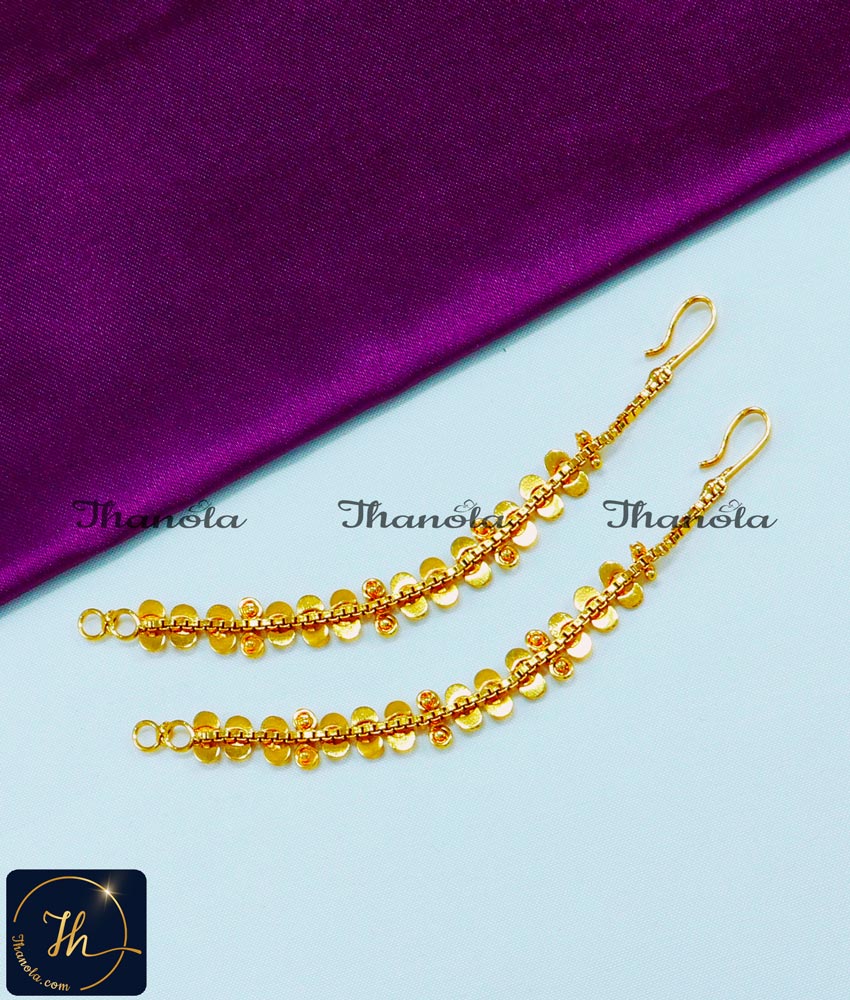 New Model Gold Plated Jewelry Ear Chain Gold Designs side gold mati designs