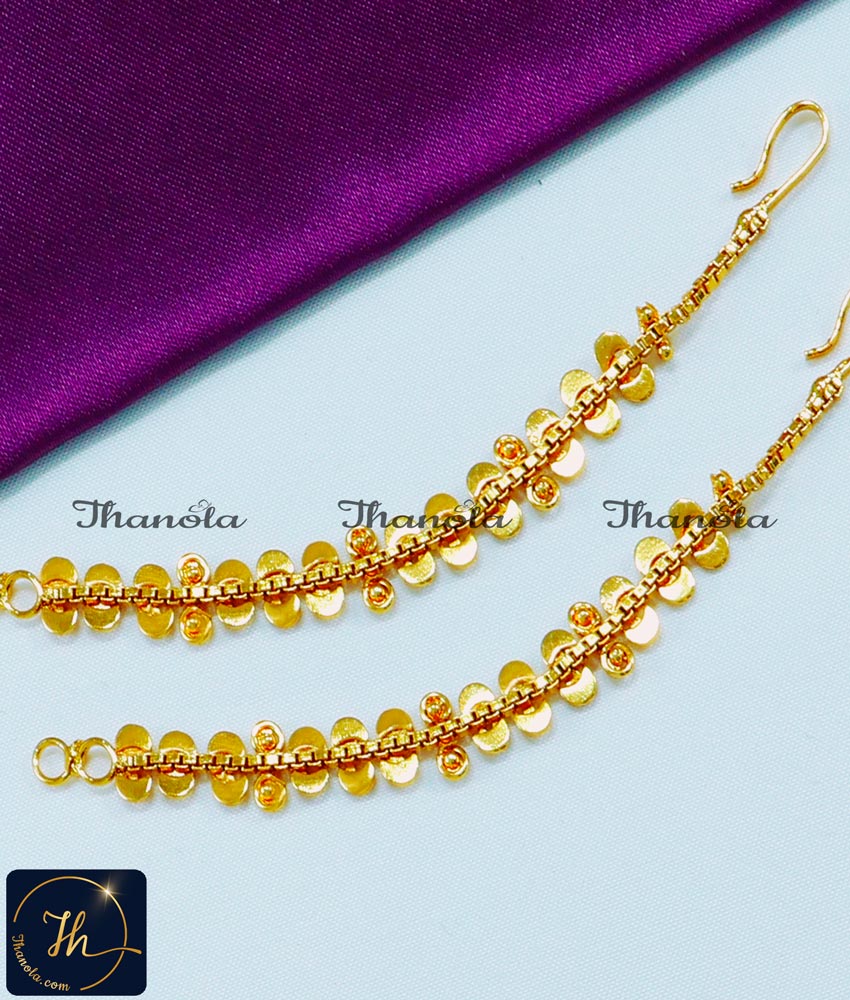 New Model Gold Plated Jewelry Ear Chain Gold Designs side gold mati designs