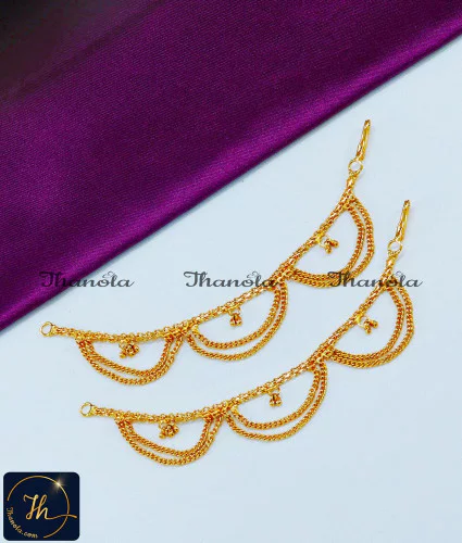 Bridal Wear Ear Chains Champaswaralu Side Mati Designs Ear chain gold kan chain design