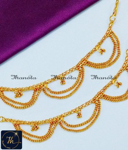 Bridal Wear Ear Chains Champaswaralu Side Mati Designs Ear chain gold kan chain design