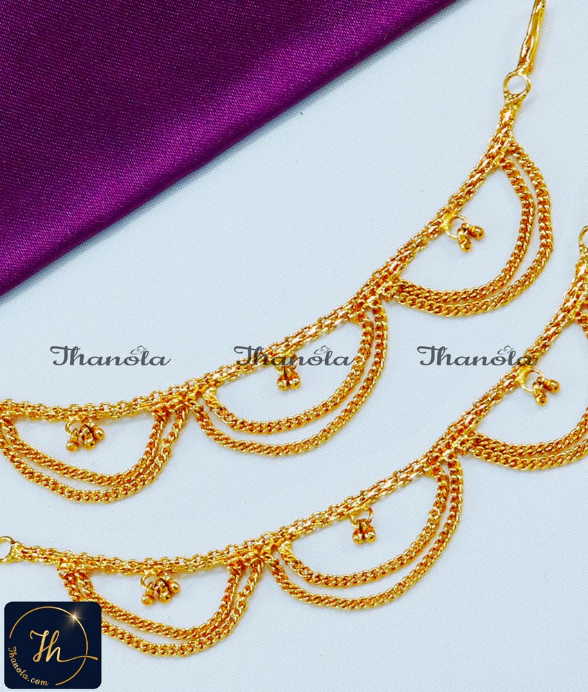 Bridal Wear Ear Chains Champaswaralu Side Mati Designs Ear chain gold kan chain design