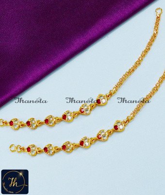 MTA1114 - Impon Jewellery White and Ruby Stone Matilu Designs