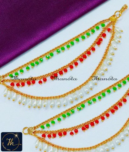 Attractive Tri Colour Beads Champaswaralu Latest Designs champasaralu latest gold matilu designs