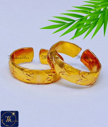 TRG1497 - Impon Toe Ring Traditional Mettelu Designs Gold 