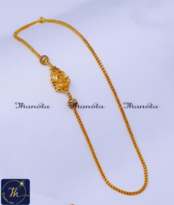 MCN1571 - New Model Stone Ball Lakshmi Mugappu Chain Gold