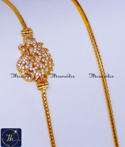 MCN1583 - Beautiful Imitation Diamond Mugappu Thali Chain Design