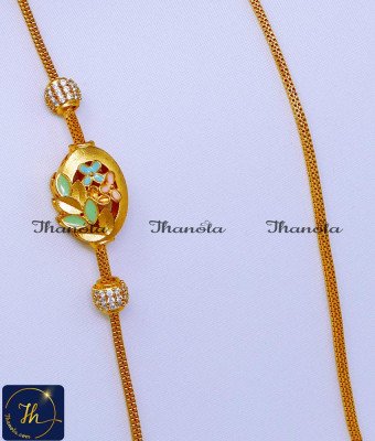 MCN1587 - Elegant Enamel Gold Plated Mugappu Chain Online