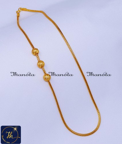 MCN1598 - Gold Model New Model Mugappu Thali Chain Without Stone