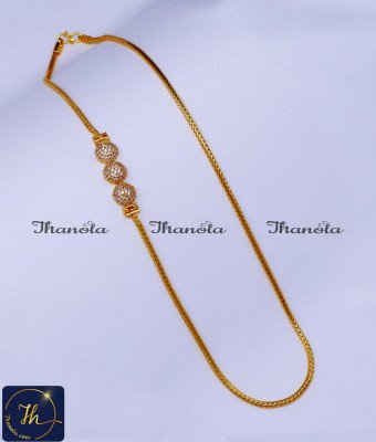 MCN1608 - White Stone Mugappu New Model Gold Thali Chain Designs