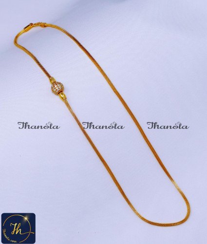 MCN1611 - Simple Gold Design Gold Plated Mugappu Chain Online