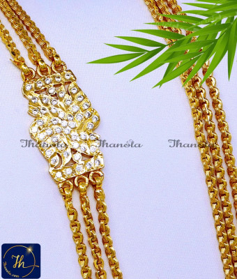 MCN1642 - Traditional White Stone Mugappu With 3 Line Chain