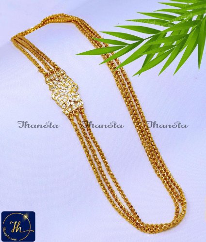 MCN1642 - Traditional White Stone Mugappu With 3 Line Chain