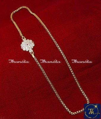 MCN1660 - Classy White Stone Simple Impon Mugappu Chain Online