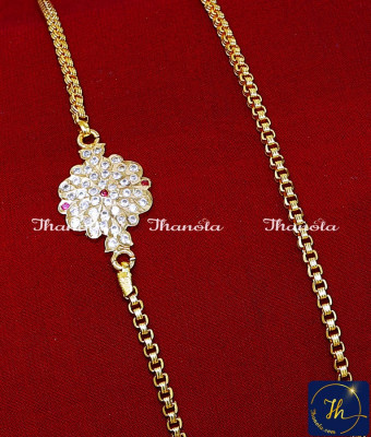 MCN1660 - Classy White Stone Simple Impon Mugappu Chain Online