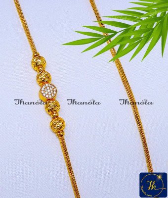 MCN1675 - Gorgeous Daily Wear Gold Mugappu Chain Stone for Ladies