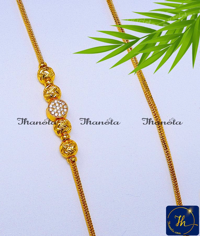 Gorgeous Daily Wear Gold Mugappu Chain Stone for Ladies 1 gram gold thali kodi mugappu chain
