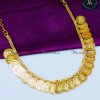 NLA0112 - Gold Plated Lakshmi Kasu Malai Plain Necklace