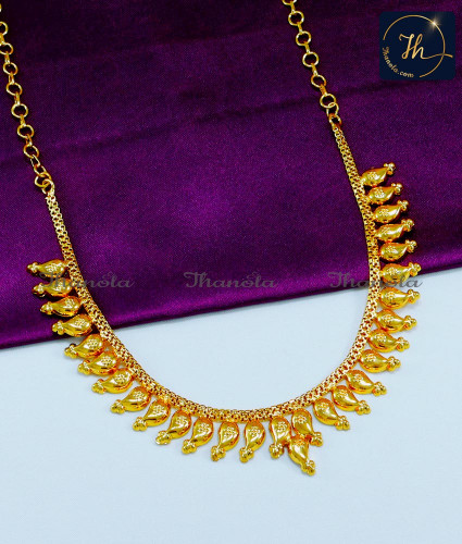Cute Gold Design Simple Light Weight Mango Necklace light weight gold necklace design, gold plated necklace, latest gold mango necklace designs