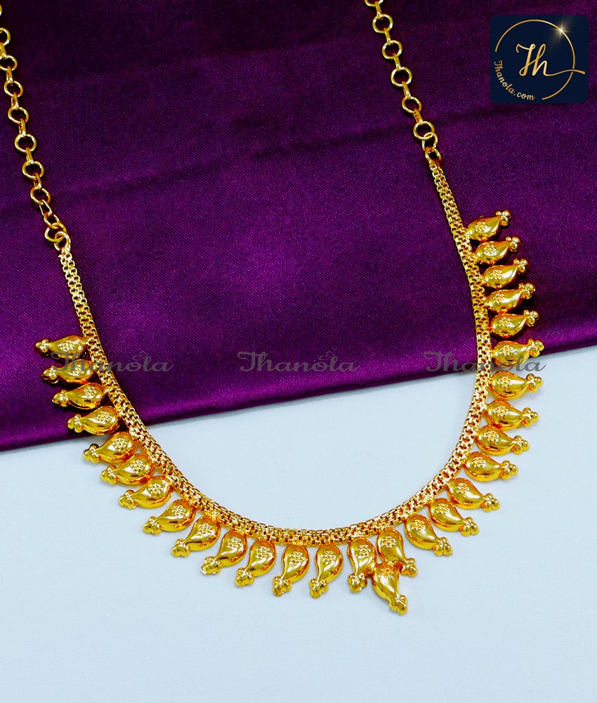 Cute Gold Design Simple Light Weight Mango Necklace light weight gold necklace design, gold plated necklace, latest gold mango necklace designs
