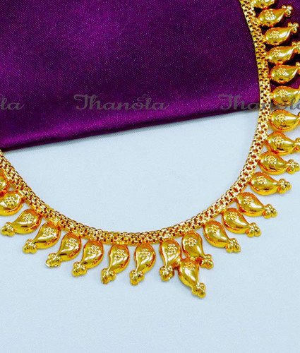 Cute Gold Design Simple Light Weight Mango Necklace light weight gold necklace design, gold plated necklace, latest gold mango necklace designs