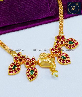 NLA0762 - First Quality Kemp Stone Sangu Design Necklace Set