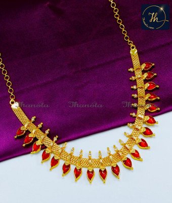 NLA0781 - Latest Kerala Jewellery Red Palakka Nagapadam Necklace