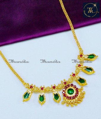 NLA0816 - Kerala Wedding Jewellery Gold Covering Palakka Necklace