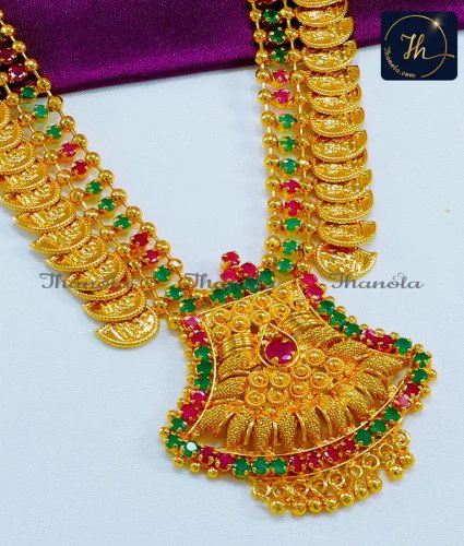 NLA0858 - Traditional Gold Lakshmi Kasu Artificial Necklace Design