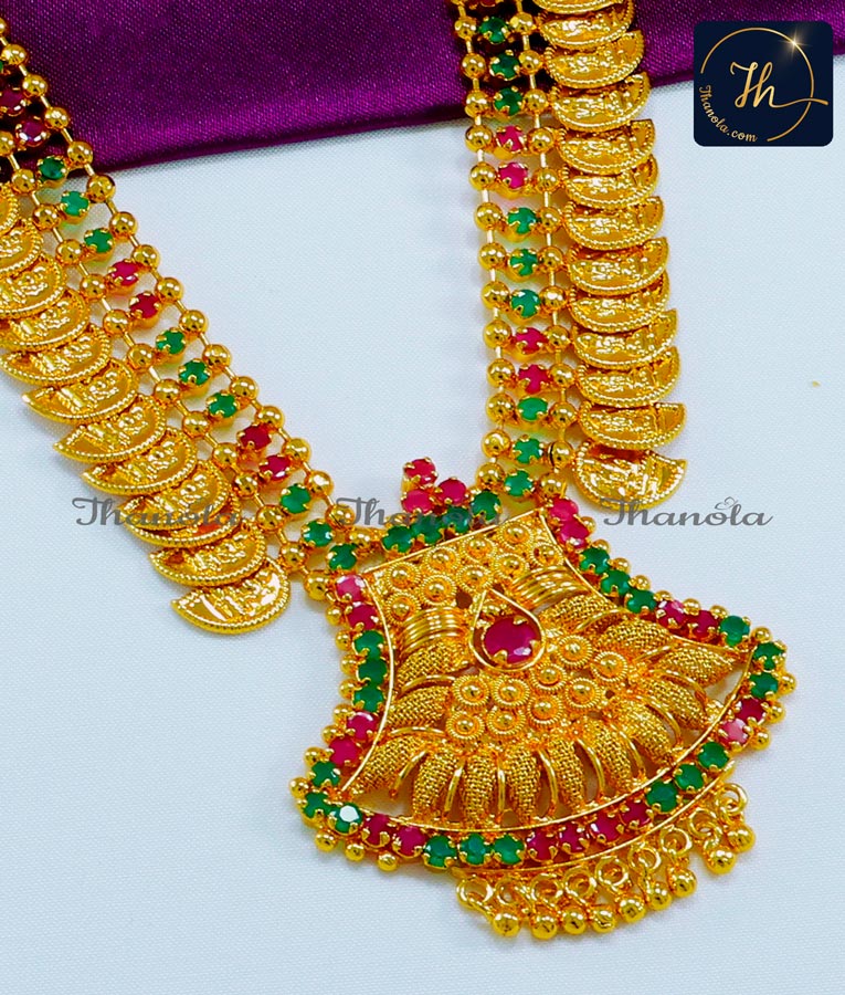 Traditional Gold Lakshmi Kasu Artificial Necklace Design kasu necklace latest designs