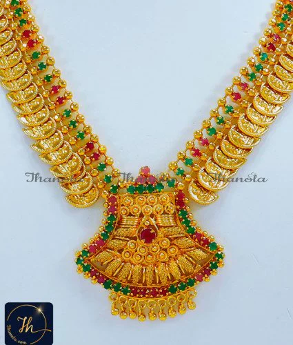 Traditional Gold Lakshmi Kasu Artificial Necklace Design kasu necklace latest designs