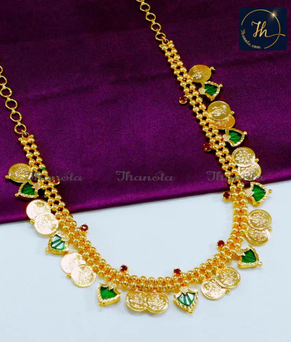NLA0866 - Latest Lakshmi Coin Palakka Necklace Designs New Model