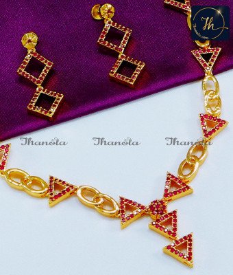 NLA0909 - Elegant Ruby Necklace Earrings Set Gold Plated Jewelry NLA0909 - Elegant Ruby Necklace Earrings Set Gold Plated Jewelry