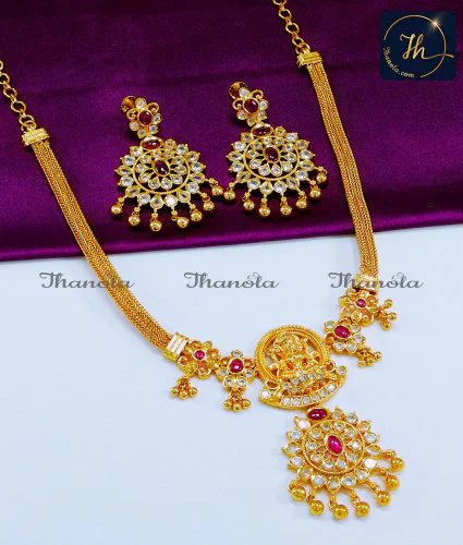 New Model Uncut Diamond Stone Necklace Earring Set new model simple ruby necklace designs
