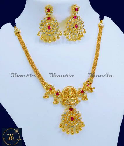 New Model Uncut Diamond Stone Necklace Earring Set new model simple ruby necklace designs