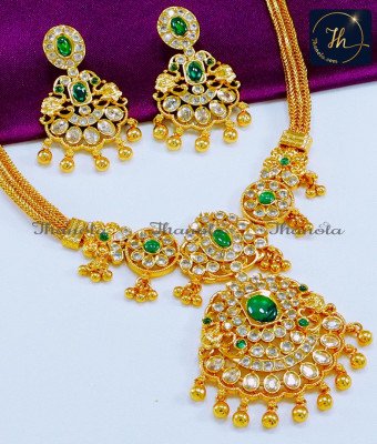NLA0919 - Unique Party Wear Uncut Diamond Stone Necklace Set NLA0919 - Unique Party Wear Uncut Diamond Stone Necklace Set