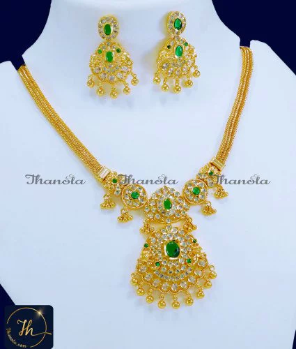 Unique Party Wear Uncut Diamond Stone Necklace Set necklace set for women