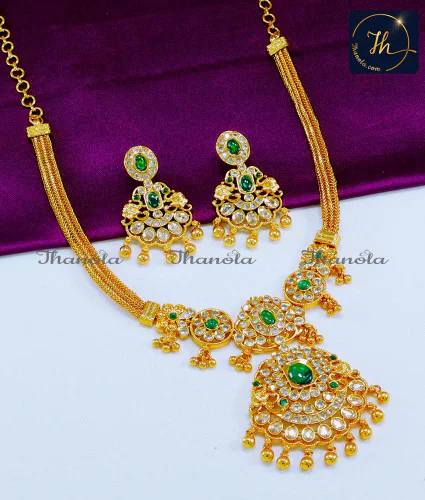 Unique Party Wear Uncut Diamond Stone Necklace Set necklace set for women