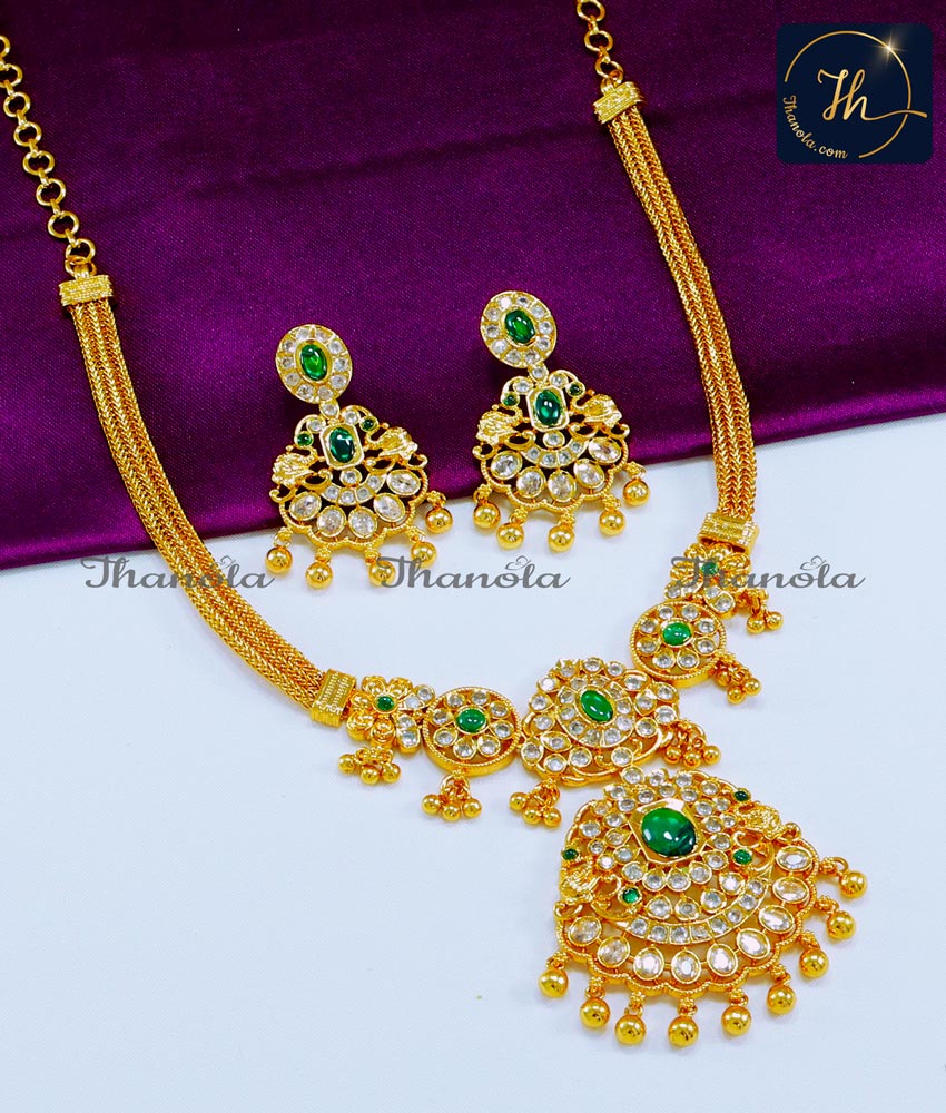 Unique Party Wear Uncut Diamond Stone Necklace Set necklace set for women