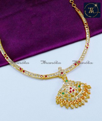 NLA0929 - Impon Stone Attigai Bridal Gold Necklace Design