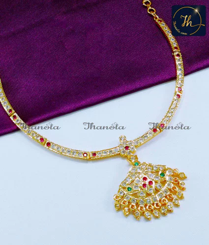 Impon Stone Attigai Bridal Gold Necklace Design gold wedding necklace designs
