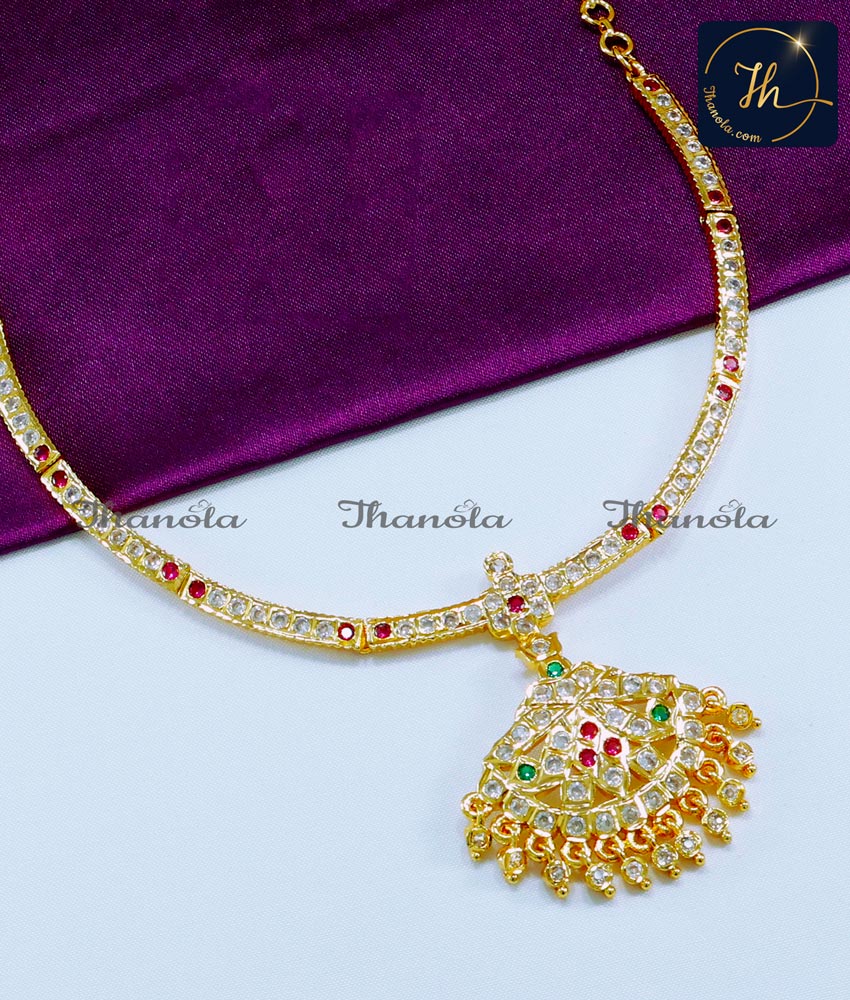 Impon Stone Attigai Bridal Gold Necklace Design gold wedding necklace designs