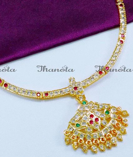 Impon Stone Attigai Bridal Gold Necklace Design gold wedding necklace designs