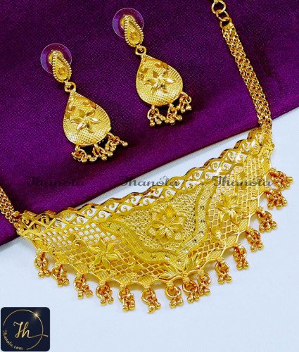 NLA1055 - 2 Gram Gold Forming Yellow Gold Choker Necklace Set
