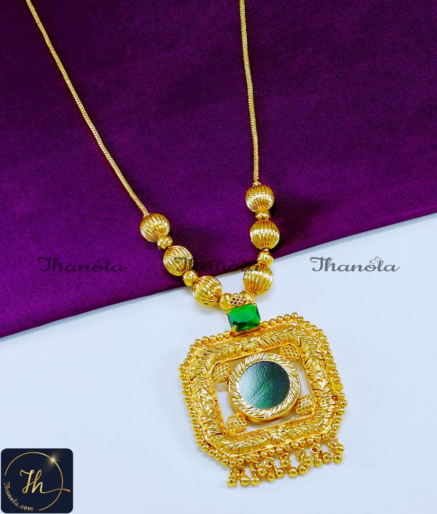 Latest Single Emerald Stone Palakka Necklace Designs palakka necklace meesho