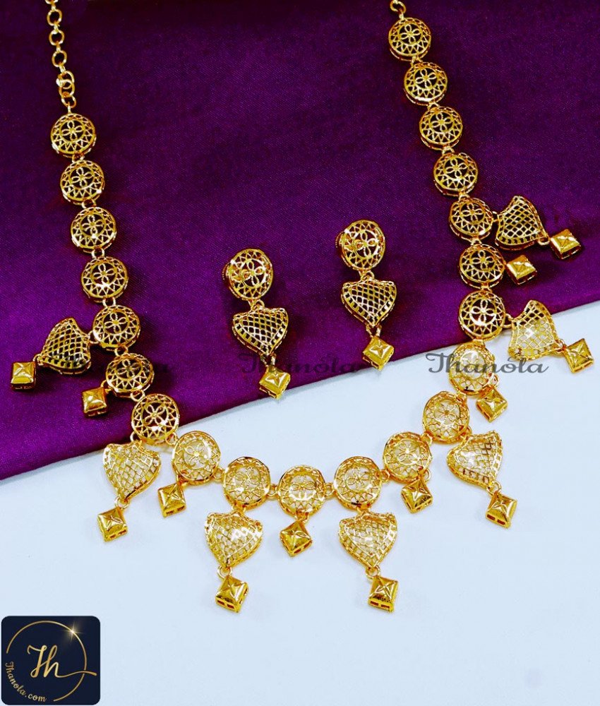 Light Weight Simple Dubai Necklace Designs Gold Plated arabic jewellery design