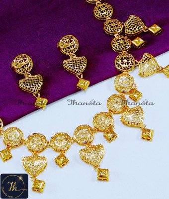 NLA1148 - Light Weight Simple Dubai Necklace Designs Gold Plated NLA1148 - Light Weight Simple Dubai Necklace Designs Gold Plated