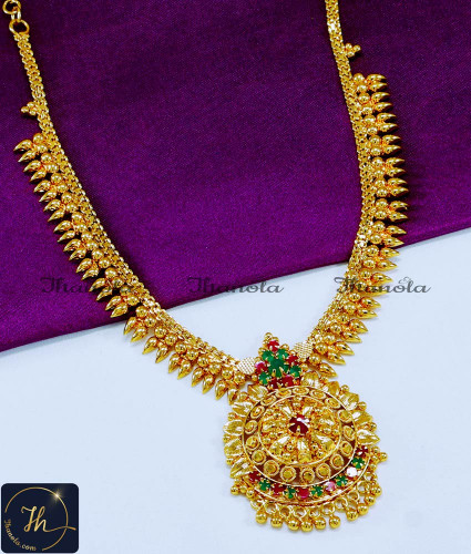 NLA1159 - Traditional Ruby Emerald Stone Necklace for Women