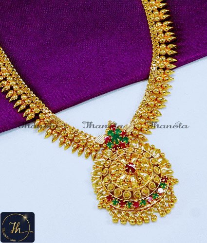 NLA1159 - Traditional Ruby Emerald Stone Necklace for Women