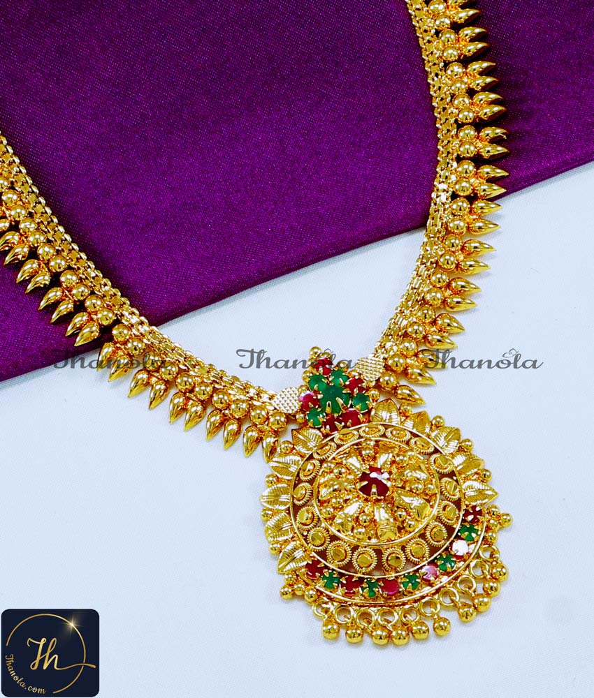 Traditional Ruby Emerald Stone Necklace for Women stone necklace designs